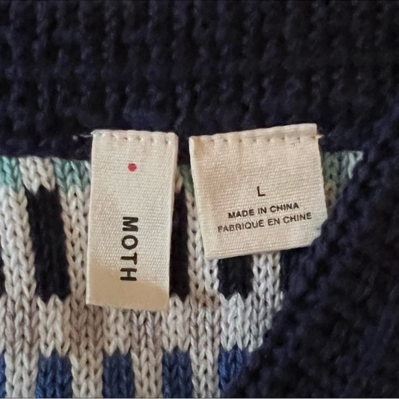 Anthropologie Moth ‘Inside out’’ Knit Sleeveless Sweater Striped Blue SZ L - Picture 9 of 10